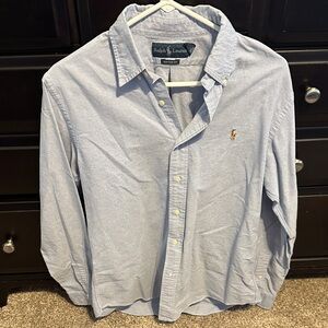 Ralph Lauren Light Blue Button-Down Oxford Shirt with Embroidered Pony